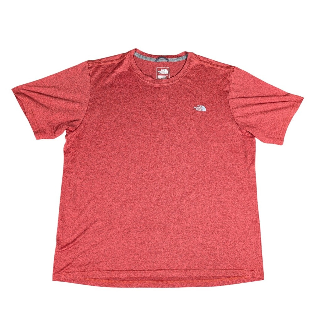 The North Face Mens Short Sleeve Active Tee Heathered Red Crew Neck Logo Shirt